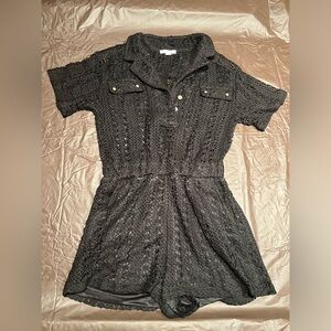 Black Crochet Romper. Size L.